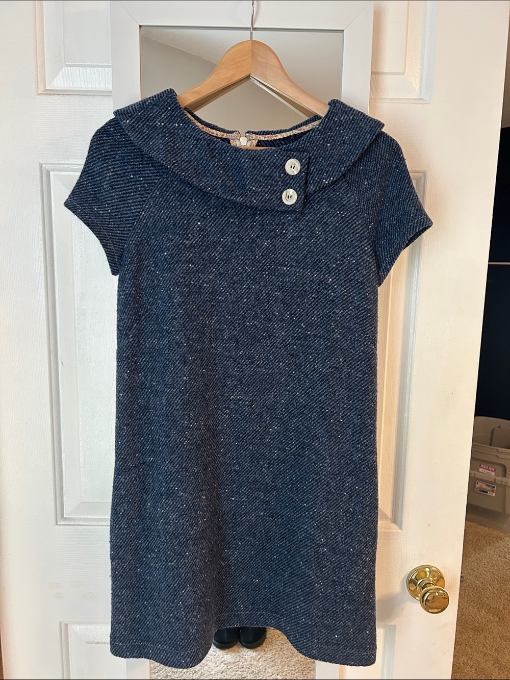Beebop & Wally Navy/Black Knit Tweed Dress with Button Collar XS